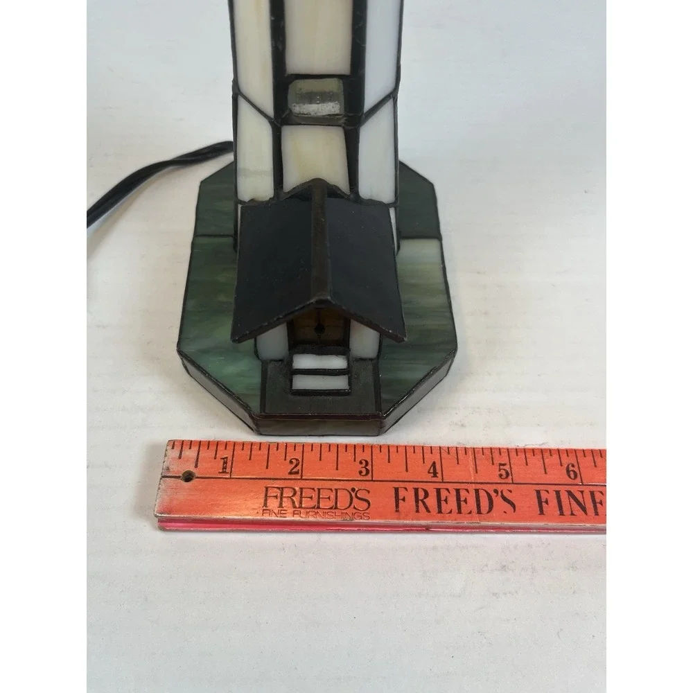 Stained Glass Tiffany Style Lighthouse Lamp Portable Table Lamp Night Light Resi